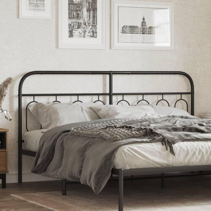 vidaXL Hoofdbord 193 cm metaal zwart, Huis en Inrichting, Slaapkamer | Bedden, Nieuw, Verzenden