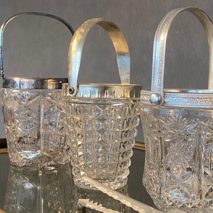 Ijsemmer - Kristal - Drie ijsemmers van geslepen kristal met, Antiek en Kunst, Curiosa en Brocante