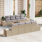 vidaXL Tuinbank Set met kussen 9 pcs Beige poly rattan, Verzenden, Nieuw