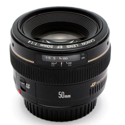 Canon EF 50mm f/1.4 USM + ES-71II zonnekap - standaard lens,, Audio, Tv en Foto, Fotocamera's Digitaal