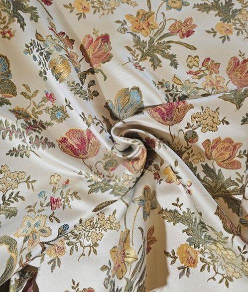 San Leucio Jacquard weefsel Champagne goudkleurig -, Antiek en Kunst, Antiek | Tapijten, Tafelkleden en Textiel