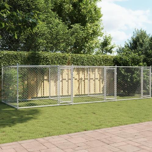 vidaXL Hondenhok met deuren 6x2x1,5 m gegalvaniseerd staal, Dieren en Toebehoren, Hondenbenches, Nieuw, Verzenden