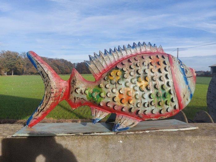 Statue, 87 cm long handmade tropical fisch - 48 cm - blik, Antiek en Kunst, Kunst | Designobjecten
