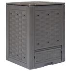 vidaXL Compostbak 300 L 60x60x83 cm kunststof rattan bruin, Tuin en Terras, Verzenden, Nieuw