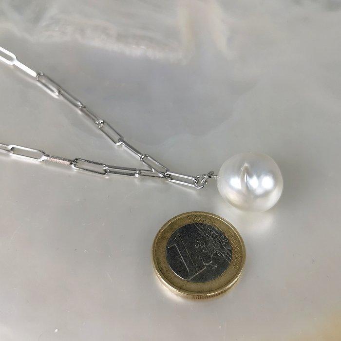 Halsketting Zilver Parel - Grote Southsea BQ Ø 15,9mm, Handtassen en Accessoires, Kettingen