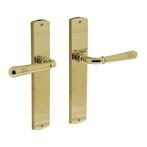 Deurklink Helena op schild blind 235x45x8 mm messing gela..., Ophalen of Verzenden, Klink of Kruk