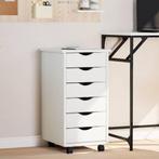 vidaXL Ladekast MOSS verrijdbaar massief grenenhout wit, Verzenden, Nieuw