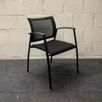 vergaderstoel 4 poot, met netwave rug - zwart stoffen, Gebruikt, Zwart, Eén