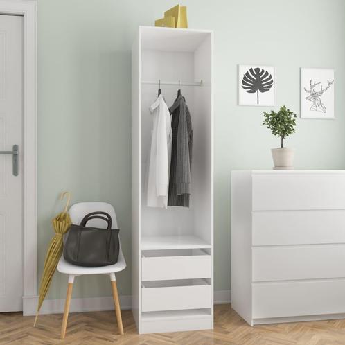 vidaXL Garde-robe avec tiroirs Blanc brillant Bois, Huis en Inrichting, Kasten | Kleerkasten, Verzenden