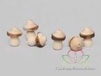 Lieve kleine houten paddenstoelen 2*2, 5cm. / doosje lief