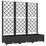 Plantenbak met latwerk 120cm Zwart | Retour Deal | -40%, Kunststof, 100 cm of meer, Verzenden, Nieuw
