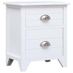 vidaXL Nachtkastje 38x28x45 cm paulowniahout wit, Verzenden, Nieuw