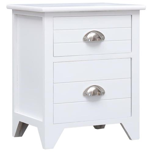 vidaXL Nachtkastje 38x28x45 cm paulowniahout wit, Huis en Inrichting, Slaapkamer | Nachtkastjes, Nieuw, Verzenden
