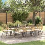 vidaXL Tuin Eettafel Set 9 pcs Bruin poly rattan, Tuin en Terras, Verzenden, Nieuw