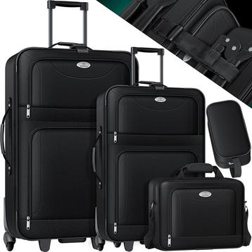 4-delige trolley kofferset - softcase (mesh) - met wieltjes, Handtassen en Accessoires, Koffers, Verzenden, Nieuw