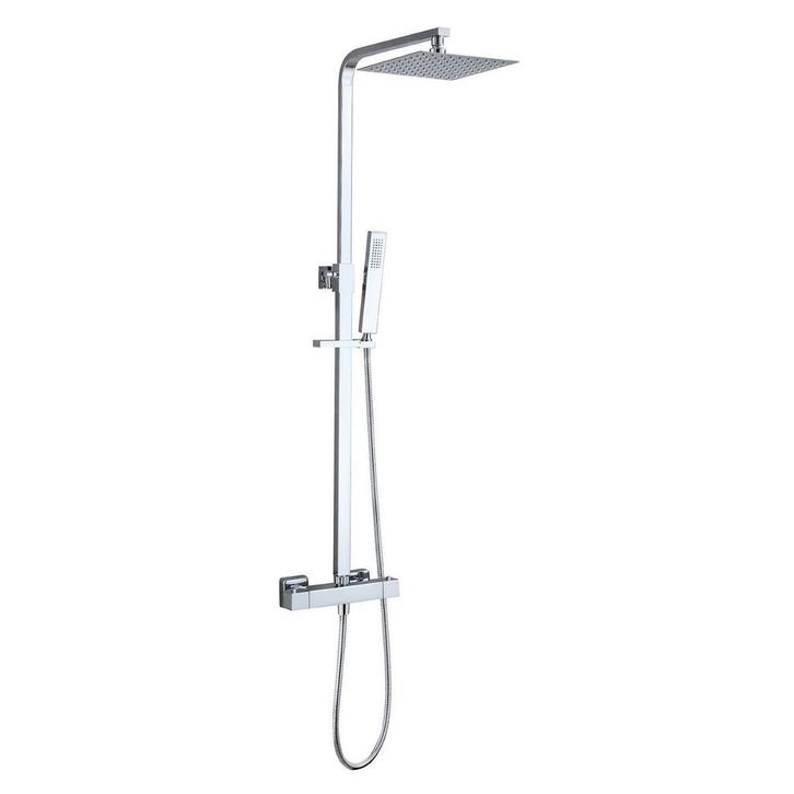 Regendoucheset BWS Thermostatisch Square met Handdouche, Doe-het-zelf en Bouw, Sanitair, Kraan, Nieuw, Chroom, Ophalen of Verzenden
