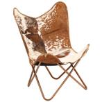 vidaXL Chaise papillon marron et blanc cuir véritable de, Maison & Meubles, Fauteuils, Verzenden, Neuf