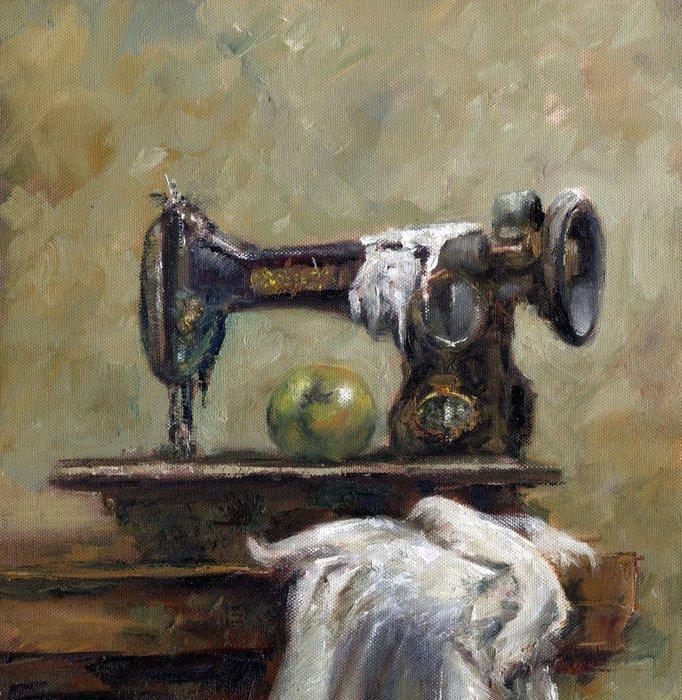 Mar Ríos (XX) - Tiempos de costura, Antiquités & Art, Art | Peinture | Classique