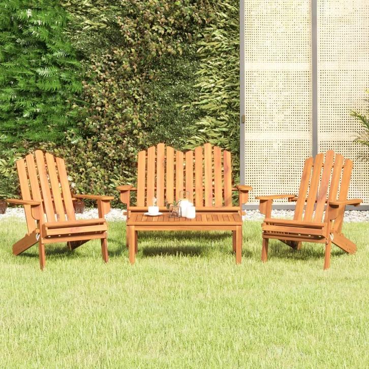 vidaXL 4-delige Loungeset Adirondack massief acaciahout, Tuin en Terras, Tuinsets en Loungesets, Loungeset, Nieuw, Verzenden
