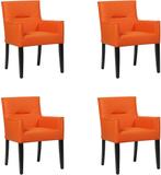 Set van 4 Oranje leren landelijke eetkamerstoelen - Toledo, Huis en Inrichting, Stoelen, Nieuw, Leer, Ophalen of Verzenden, Landelijk