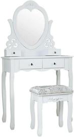 Romantische & Functionele Kaptafel met Krukje - Wit & Har..., Ophalen of Verzenden, Nieuw