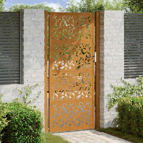 vidaXL Poort met bladontwerp 105x205 cm weervast staal, Tuin en Terras, Tuinpoorten, Nieuw, Verzenden