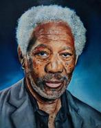 Lennard Dunselman - Portrait Morgan Freeman, Antiquités & Art, Art | Peinture | Moderne