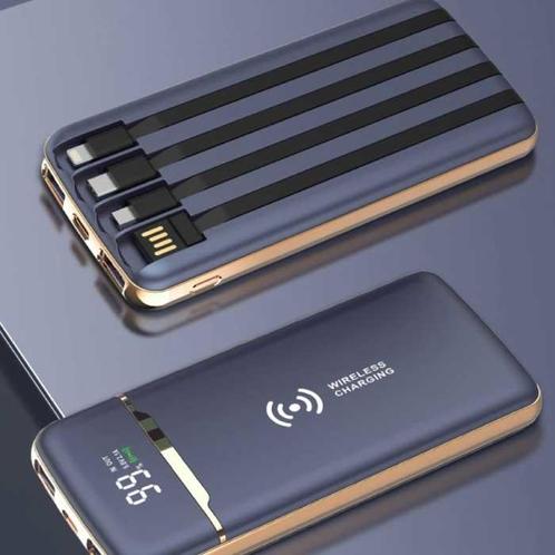 Universele 20.000mAh Powerbank - 4 Types Oplaadkabel -, Telecommunicatie, Powerbanks, Nieuw, Verzenden