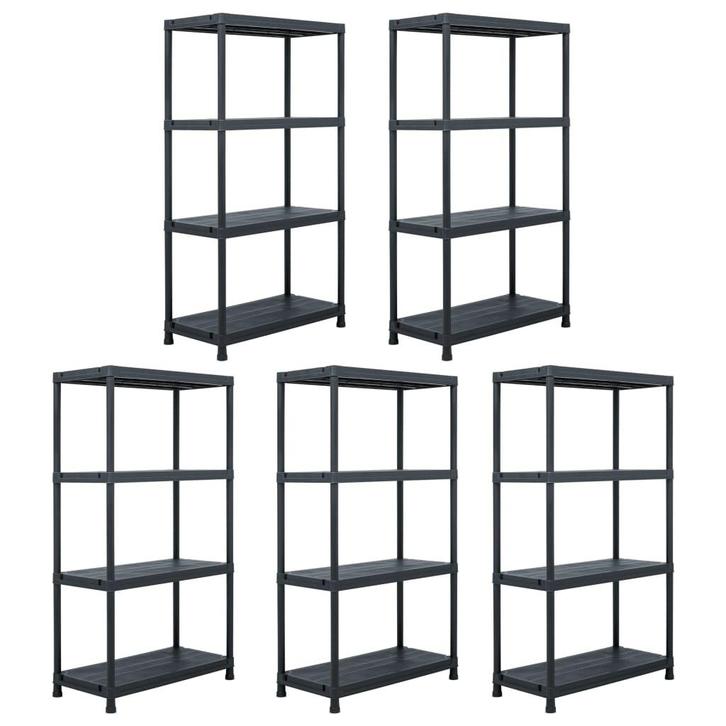 vidaXL Opbergrekken 5 st 60x30x138 cm kunststof zwart, Huis en Inrichting, Kasten | Stellingkasten, Nieuw, Verzenden