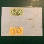 Oostenrijk 1876 - 2 en 3 Soldi GroBer druk in paar op brief, Gestempeld