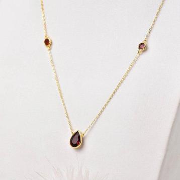 Sans Prix de Réserve - Collier Argent - Grenat - Certifié