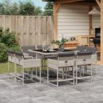 vidaXL 9-delige Tuinset met kussens poly rattan lichtgrijs, Tuin en Terras, Verzenden, Nieuw, Tuinset