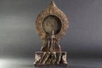 Antique Buddha Sclpture with Bronze Mirror by Fujiwara
