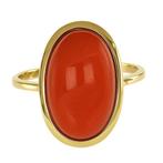 Ring - 18 karaat Geel goud Koraal, Handtassen en Accessoires, Ringen, Nieuw