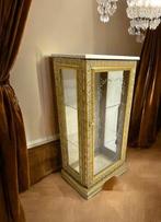 Vitrinekast - Jugendstil - Gouden Blad - Damask zijde, Glas,