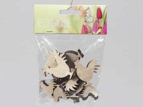 Houten Kippen Haantjes 12 stuks, Huis en Inrichting, Woonaccessoires | Kunstplanten en Kunstbloemen, Nieuw