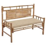 vidaXL Tuinbank met kussen 120 cm bamboe, Tuin en Terras, Verzenden, Nieuw