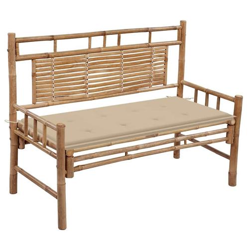 vidaXL Tuinbank met kussen 120 cm bamboe, Tuin en Terras, Tuinsets en Loungesets, Nieuw, Verzenden