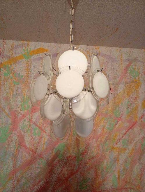 Mazzega - Lampe à suspendre - disques - Verre de Murano, Antiek en Kunst, Antiek | Verlichting