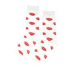Sokken - Kus Mond Print - Wit Rood - Katoen - Maat, Kleding | Dames, Nieuw