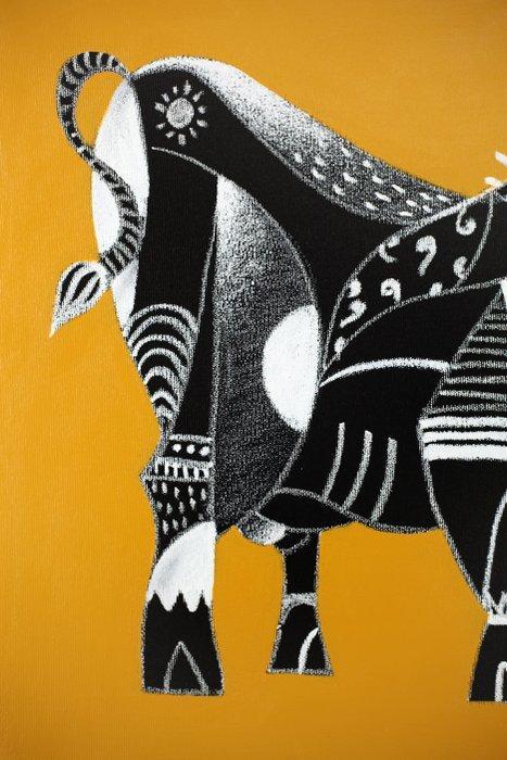 Jone Hopper - Petit taureau à la balle, Antiek en Kunst, Kunst | Schilderijen | Modern