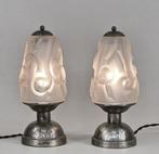 Degué - a pair of French art deco table lamps - Lampe - fer, Antiek en Kunst