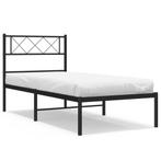Bedframe 90x200 met Hoofdbord | OP = OP | Zwart Metaal, Huis en Inrichting, Slaapkamer | Bedden, 90 cm, Eenpersoons, Verzenden