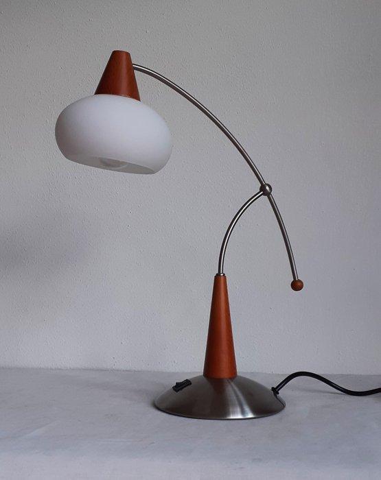 Lampe de table - Acier brossé, bois de noyer, verre, Antiek en Kunst, Kunst | Designobjecten