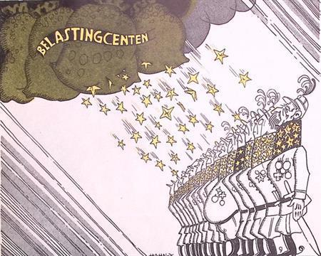 Overheids uitgaven aan de landmacht op spotprent (Lithos), Antiek en Kunst, Kunst | Litho's en Zeefdrukken, Verzenden