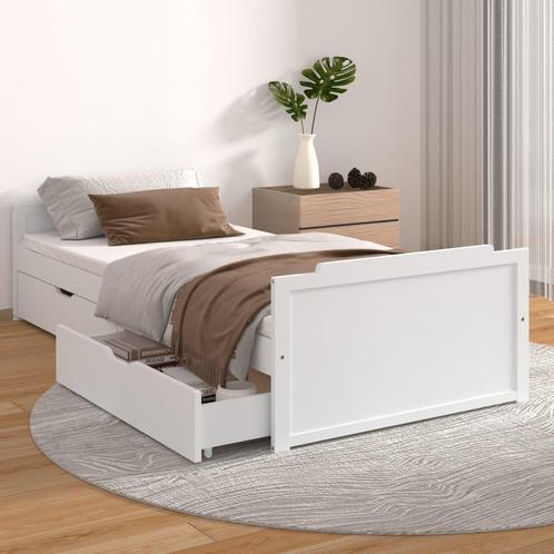 vidaXL Cadre de lit avec tiroirs Blanc Bois de pin, Huis en Inrichting, Slaapkamer | Bedden, Verzenden
