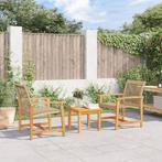 vidaXL 3-delige Bistroset poly rattan en acaciahout beige, Verzenden, Nieuw