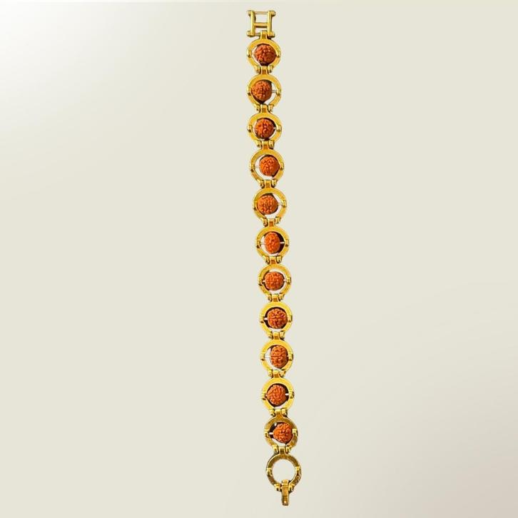 Messing Rudraksa armband met 11 kralen - ±20 cm, Sport en Fitness, Gezondheidsproducten en Wellness, Ophalen of Verzenden