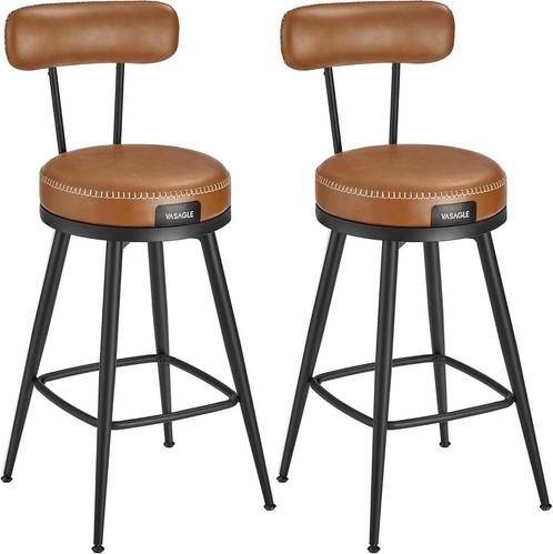 2x barkrukken - PU leer - bruin met rugleuning en, Huis en Inrichting, Barkrukken, Verzenden