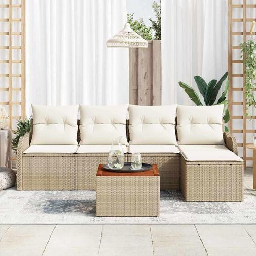 vidaXL Tuinbank Set 6 pcs Beige en wit, Tuin en Terras, Tuinsets en Loungesets, Nieuw, Verzenden